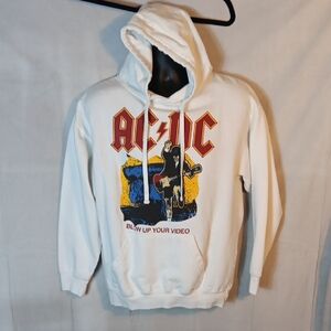 AC/DC White Hoodie with Graphic Print
